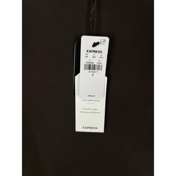 Express Body Contour High Compression Mock Neck Long Sleeve Bodysuit Small Thong - Picture 2 of 5